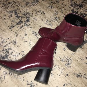Bershka burgundy ankle boots